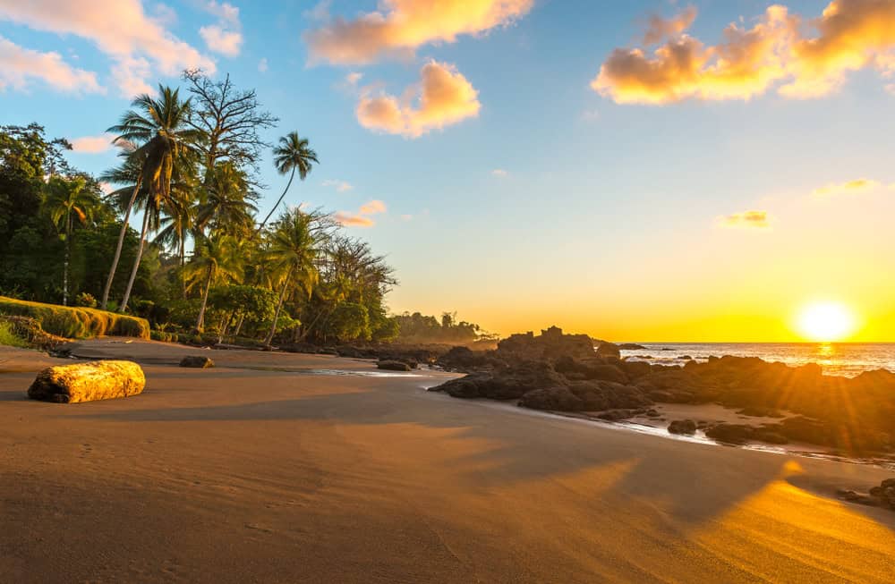 sun set on the beach in Costa Rica